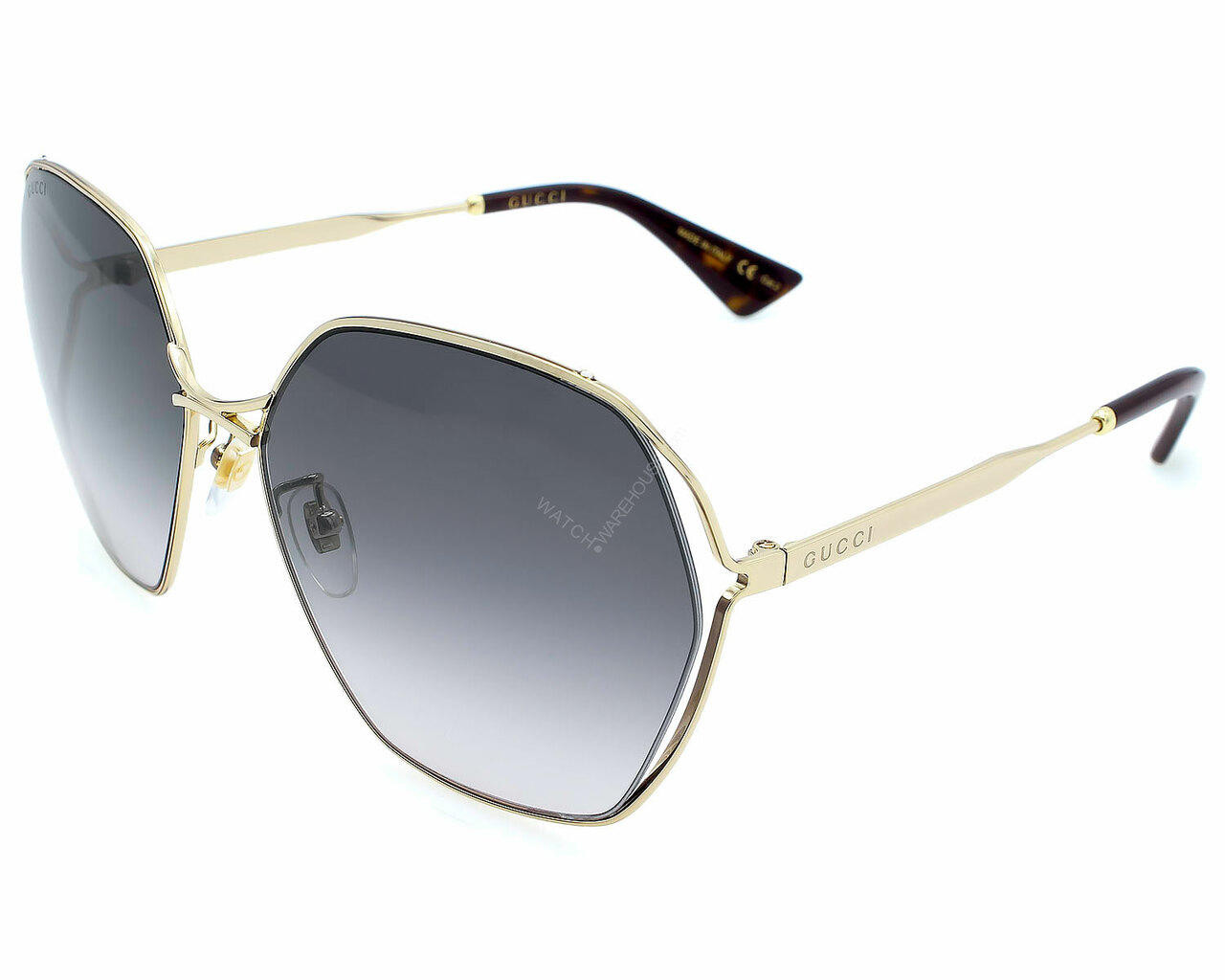 GUCCI Gold/Gray Gradient 63-17-140MM Women's Sunglasses GG0818SA 001