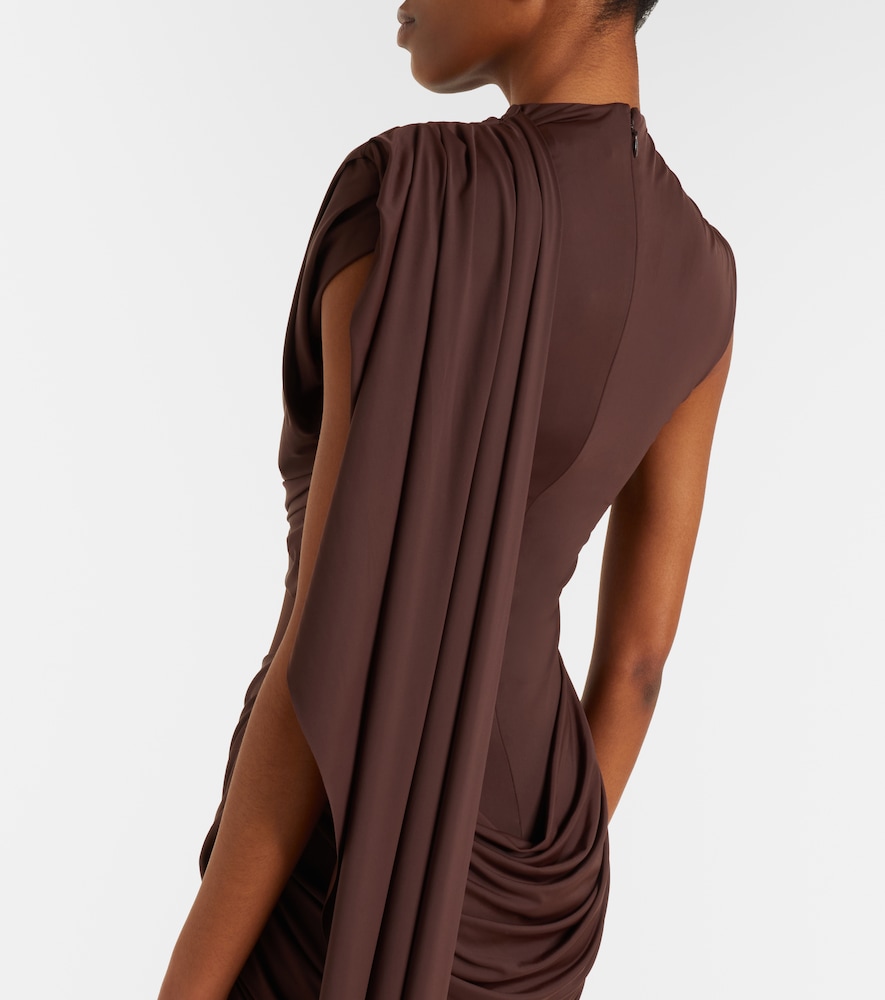 Draped caped jersey minidress