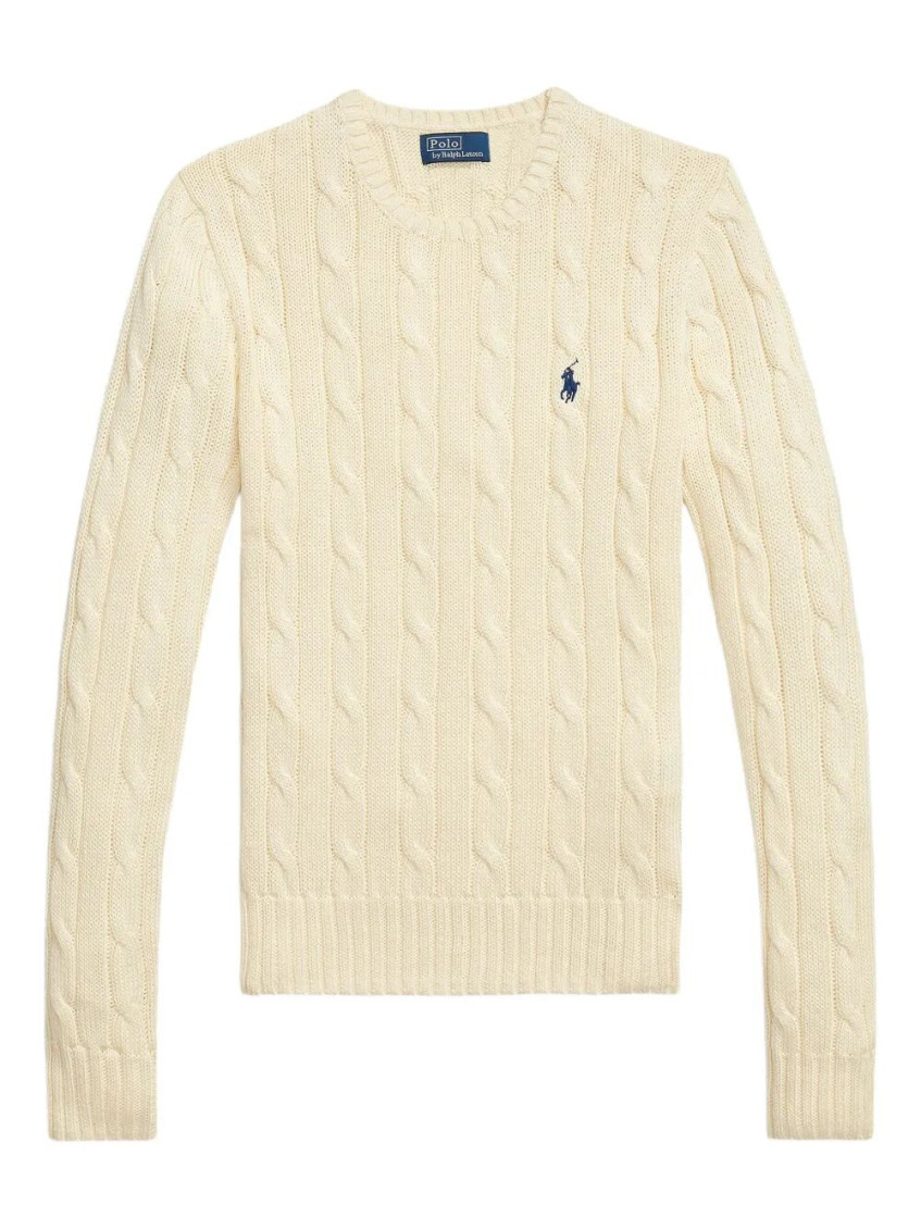 Cream Crewneck Logo Sweater