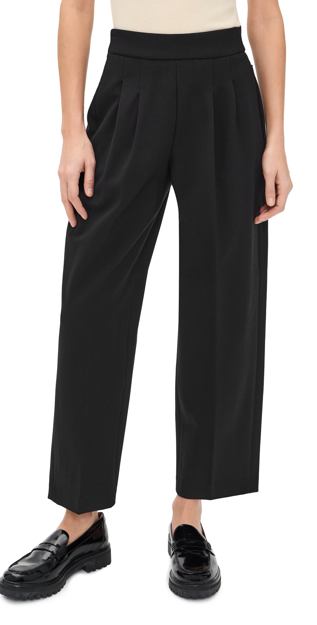 Ponte Pleated Ankle Pants Classic Black