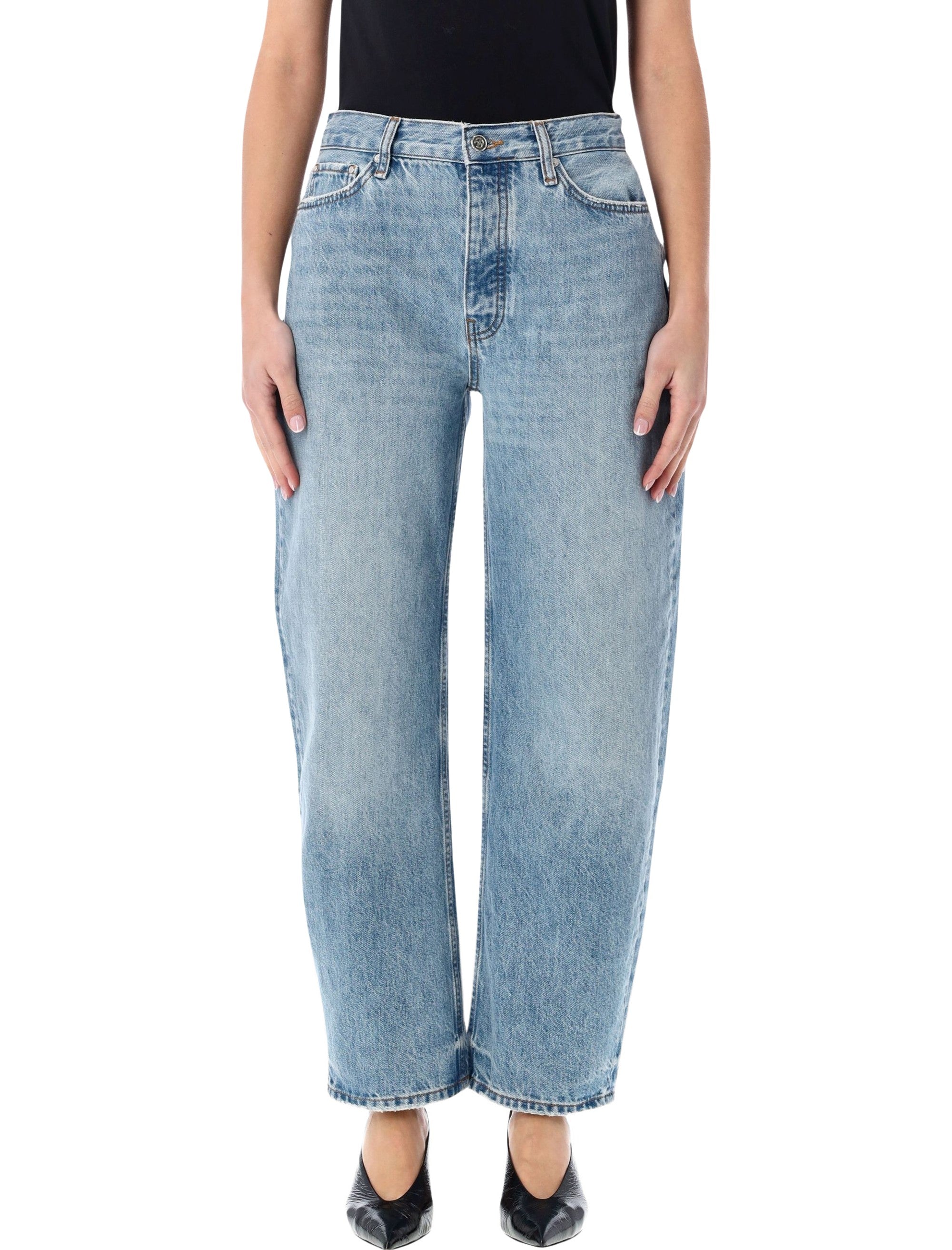 Midweight Cotton Barrel Jeans - Ankle Length