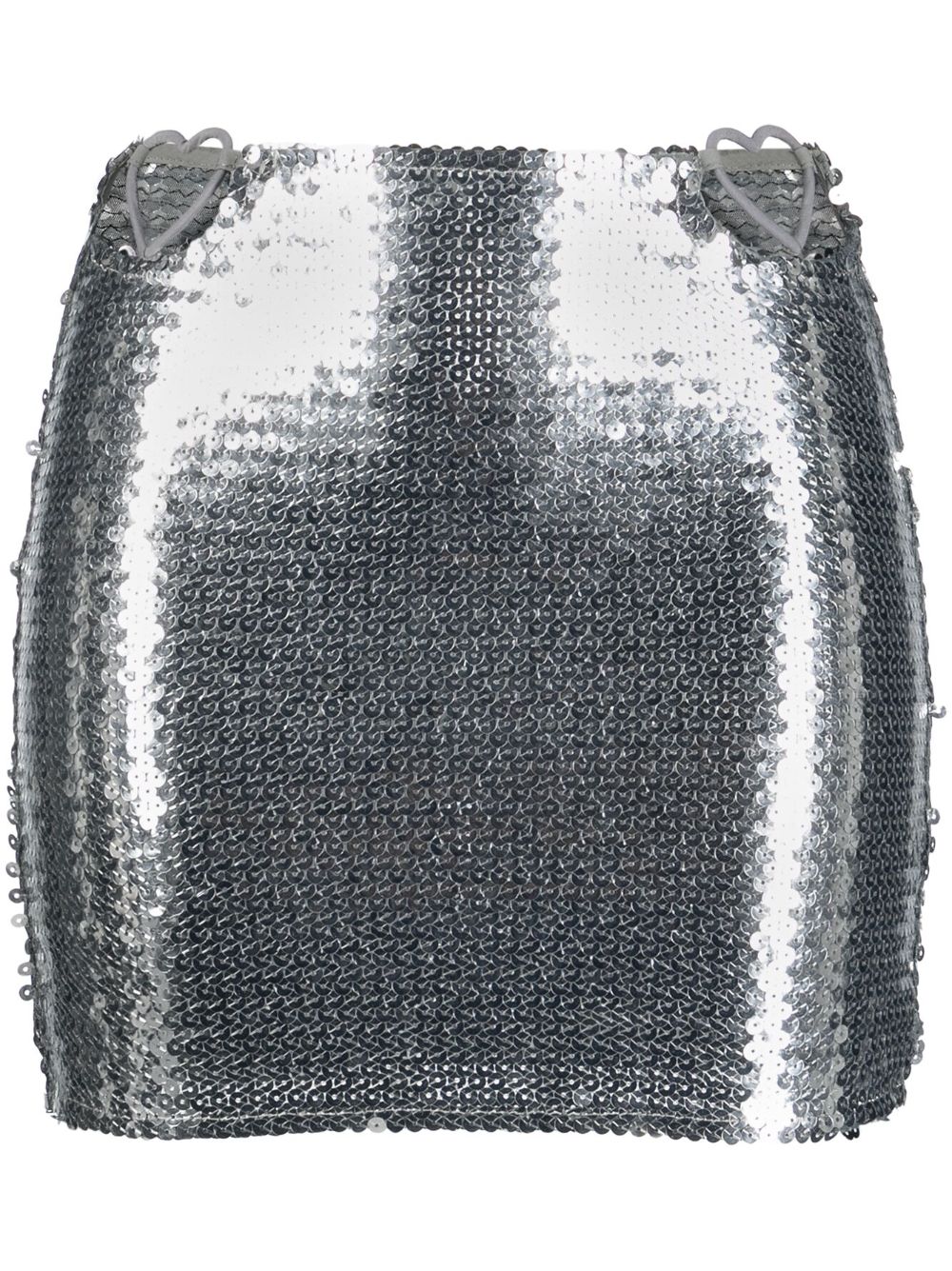 Heart cut-out sequinned miniskirt - Silver