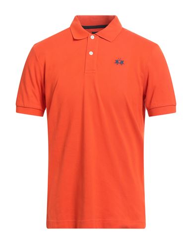 La Martina Man Polo shirt Orange Size 4XL Cotton