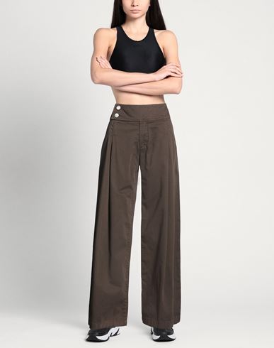 Woman Pants Dark brown Size S Cotton