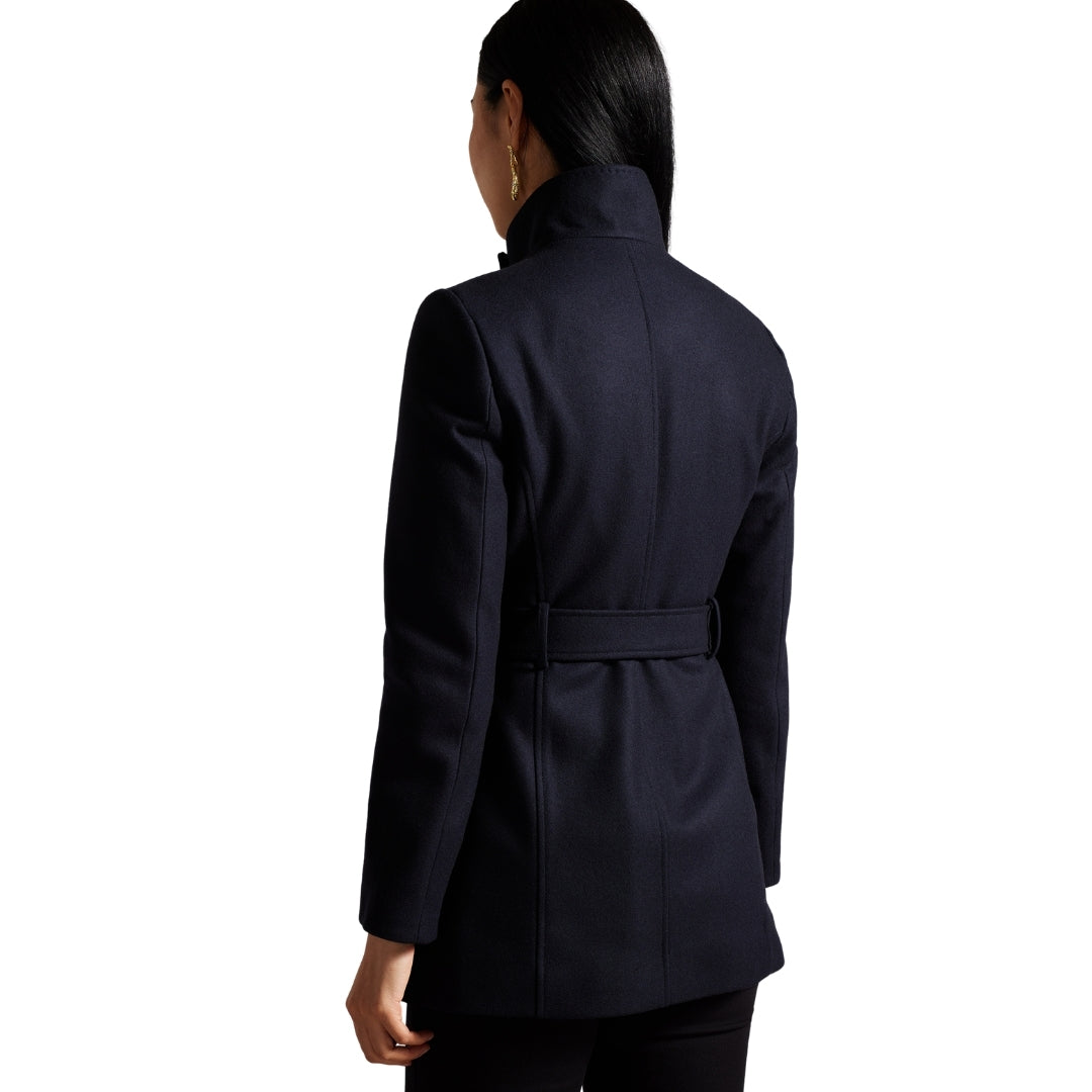 Ted Baker Womens Icombis Short Funnel Neck Navy Coat Woo