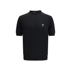 Logo-Embroidered Wool T-Shirt — Black