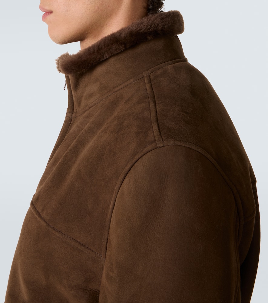 Shearling-lined suede bomber jacket