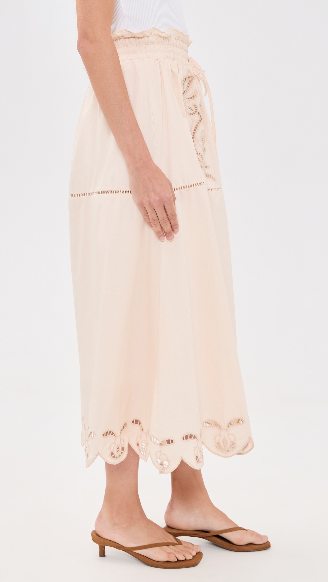 Eyelet Detail Skirt Cream