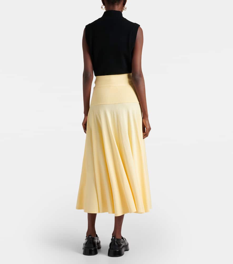 Pleated knit midi skirt