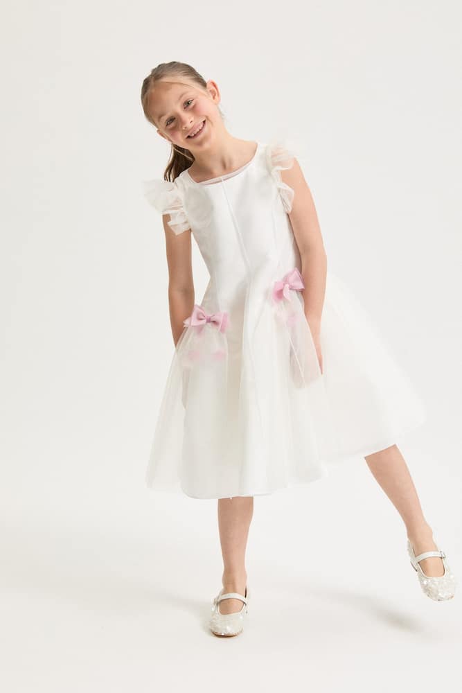 Bow-detail tulle dress