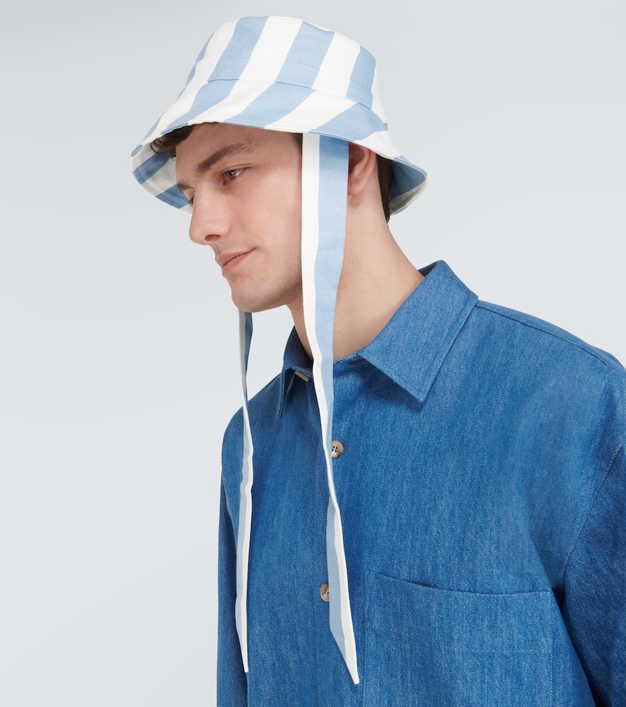King & Tuckfield Striped cotton canvas bucket hat