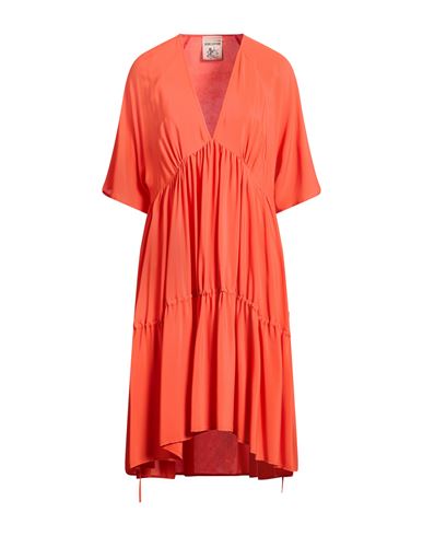 Woman Midi dress Orange Size 6 Acetate, Silk
