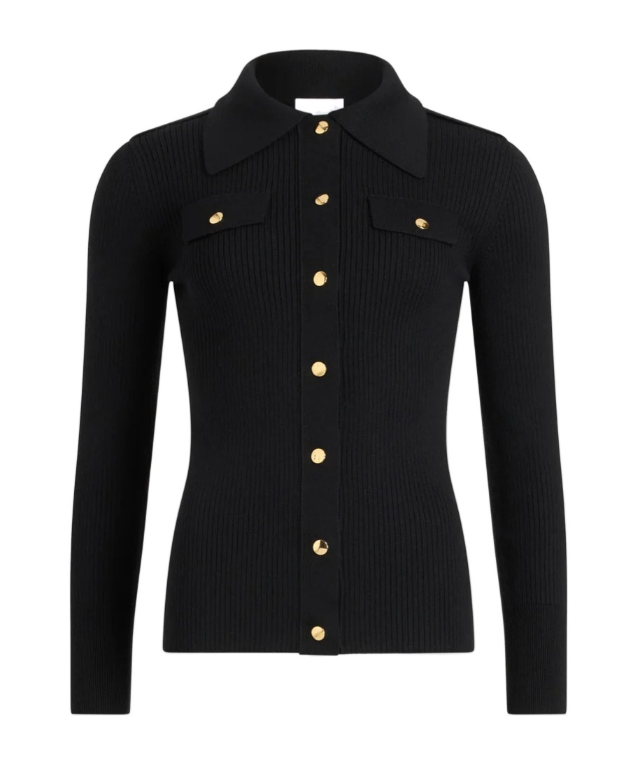 Ribbed collared cardigan