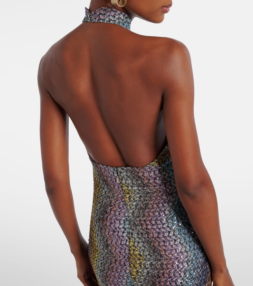 Cutout sequined lamé gown
