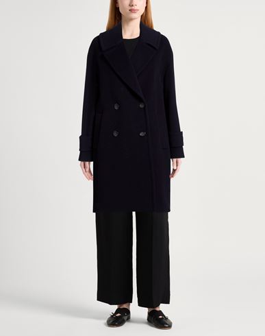 Icons Woman Coat Midnight blue Size 14 Wool, Polyamide, Cashmere