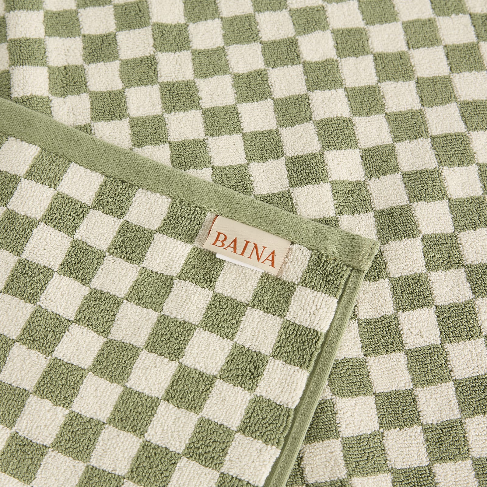 BAINA Beppu Bath Mat in Sage & Chalk - Green.  a