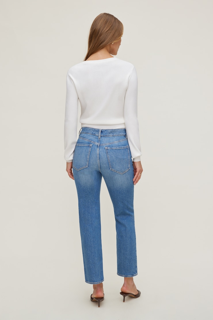 Frenchie High Rise Slim Leg Jeans - Blue - Women Clothing