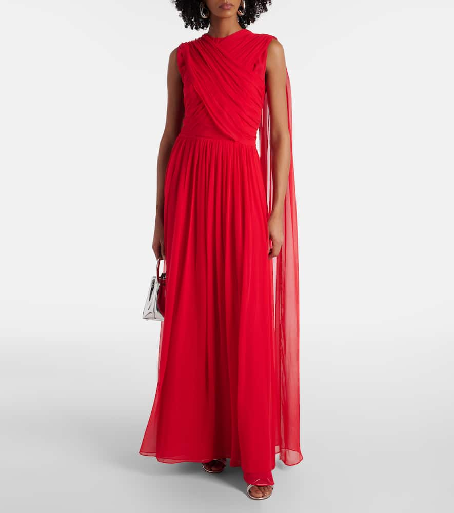 Seva gathered silk georgette gown