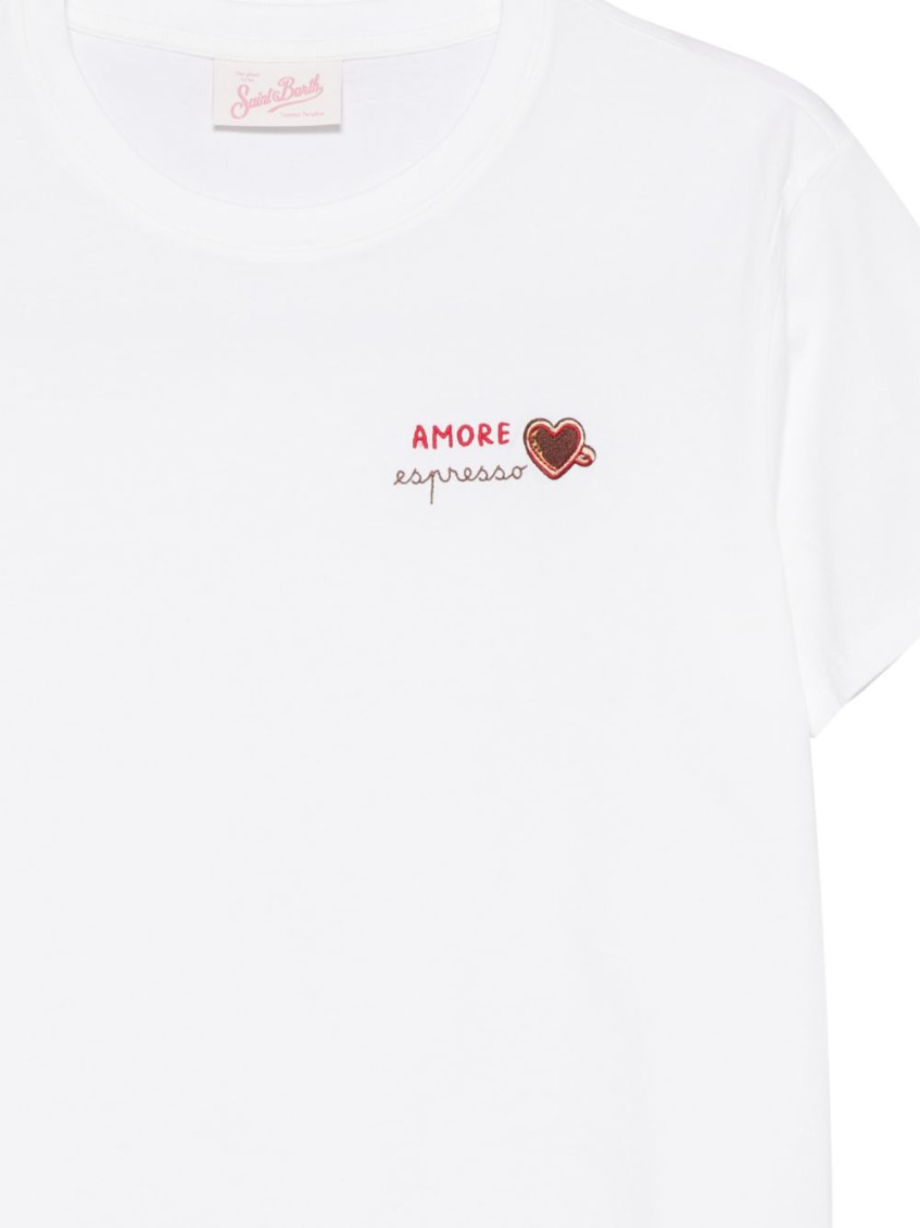 White Crew Neck Logo Print T-Shirt