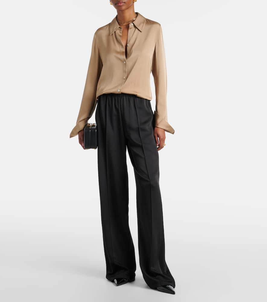 Silk-blend satin shirt