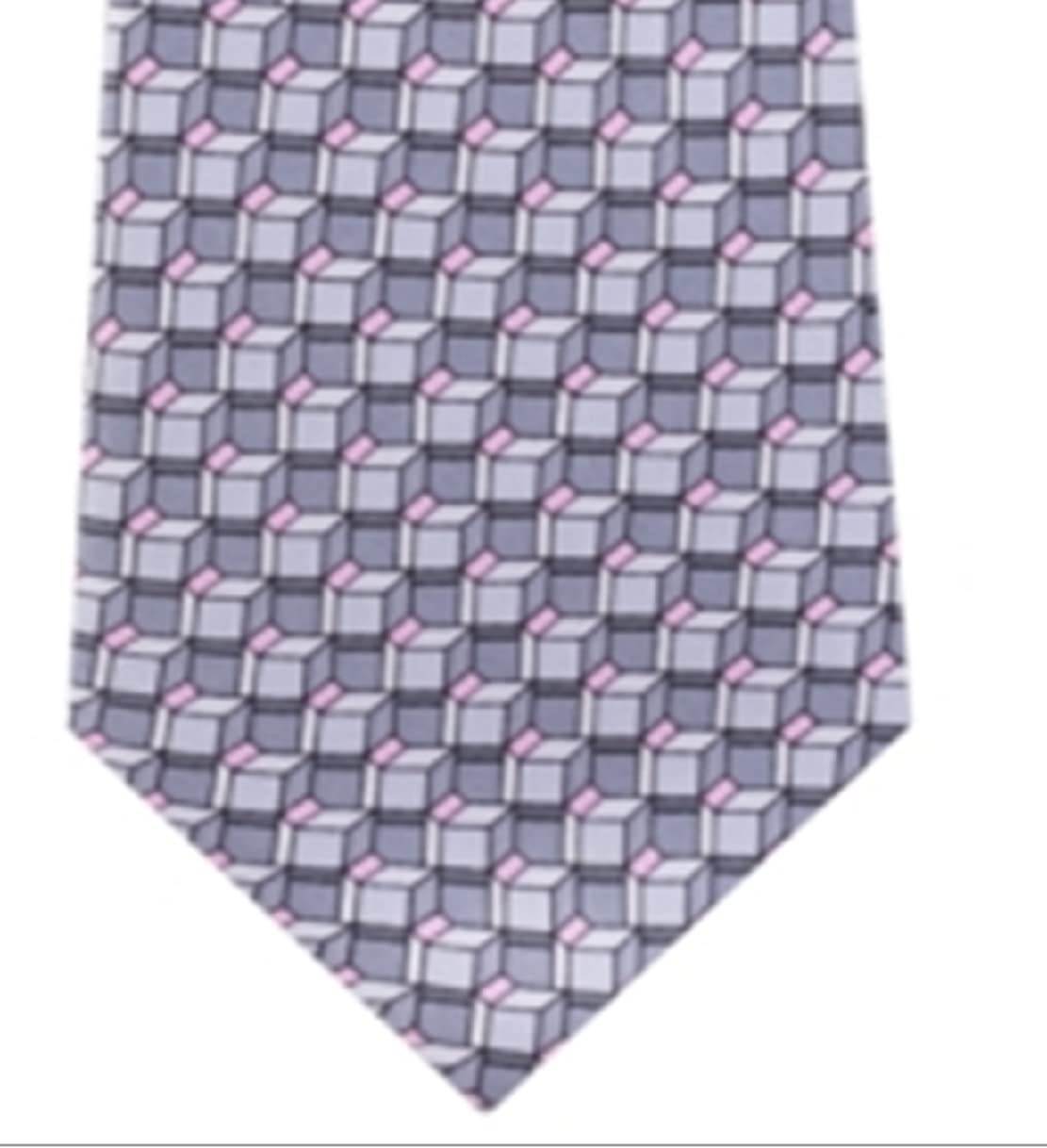 Mens Gray Geometric Silk Classic Neck Tie