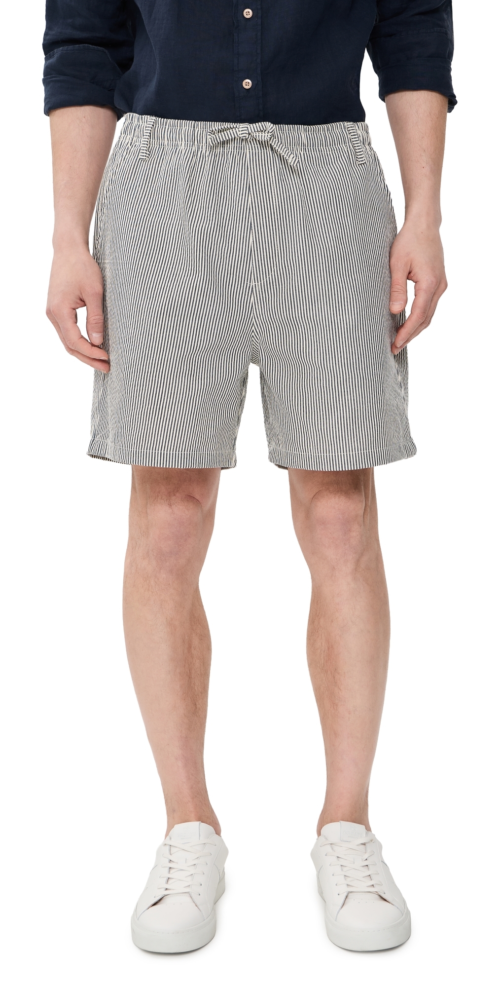 Navy Pinstripe Leisure Shorts 5 Navy