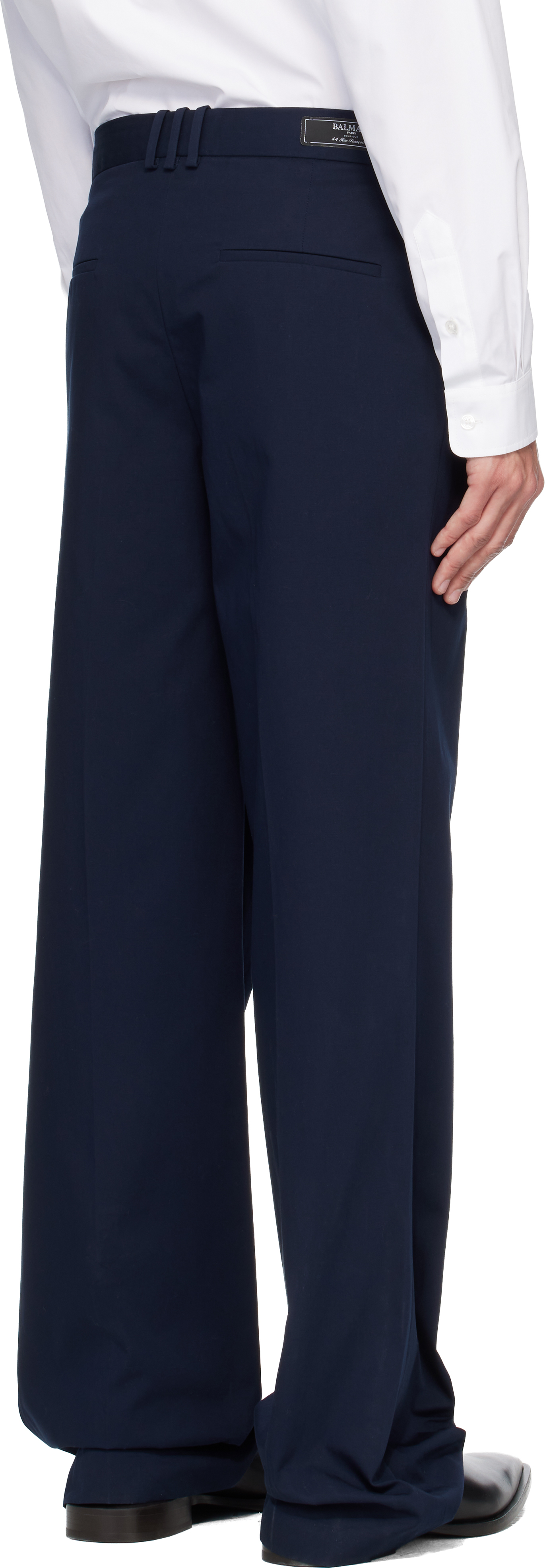 Navy Cotton Twill Darted Trousers