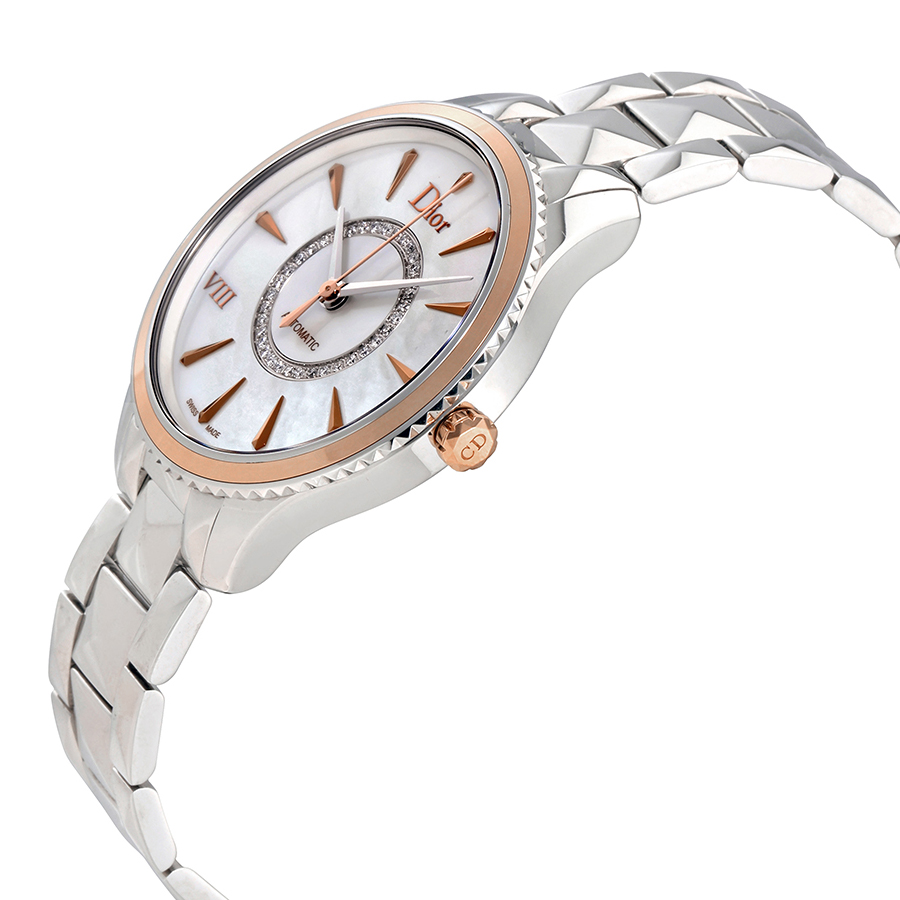 Pre-owned VIII Montaigne White Mother of Pearl Diamond-set Dial Ladies Watch CD1535I0M001