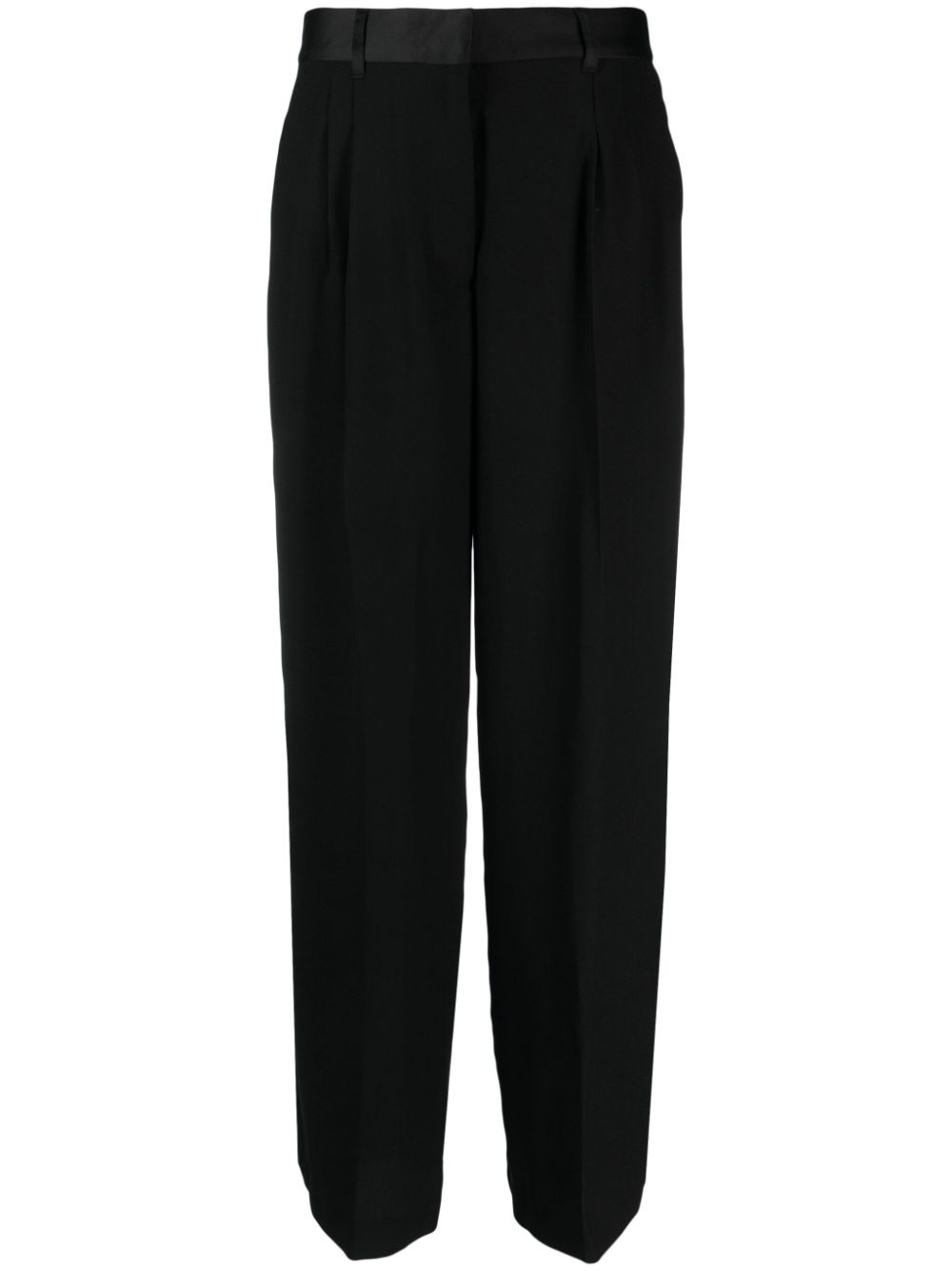 Pleat-detail wide-leg trousers - Black