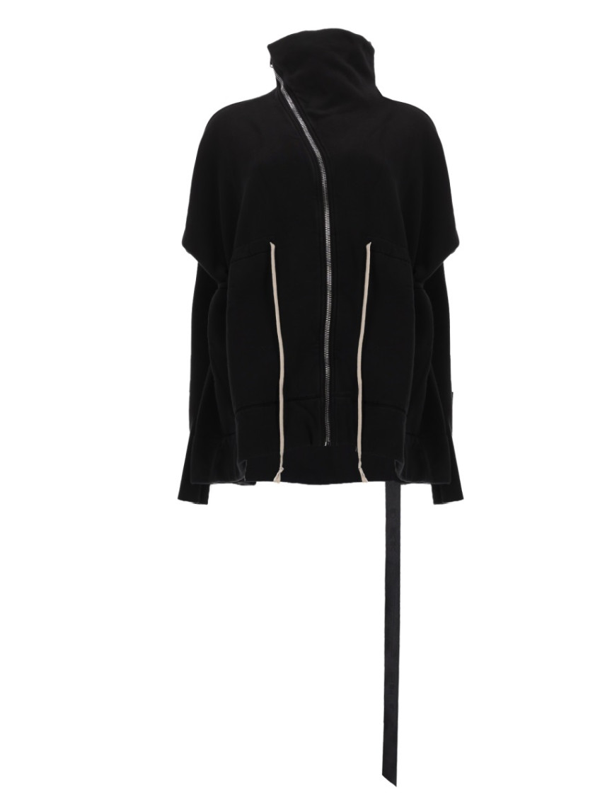 Black Solid Mock Collar Sweatshirt
