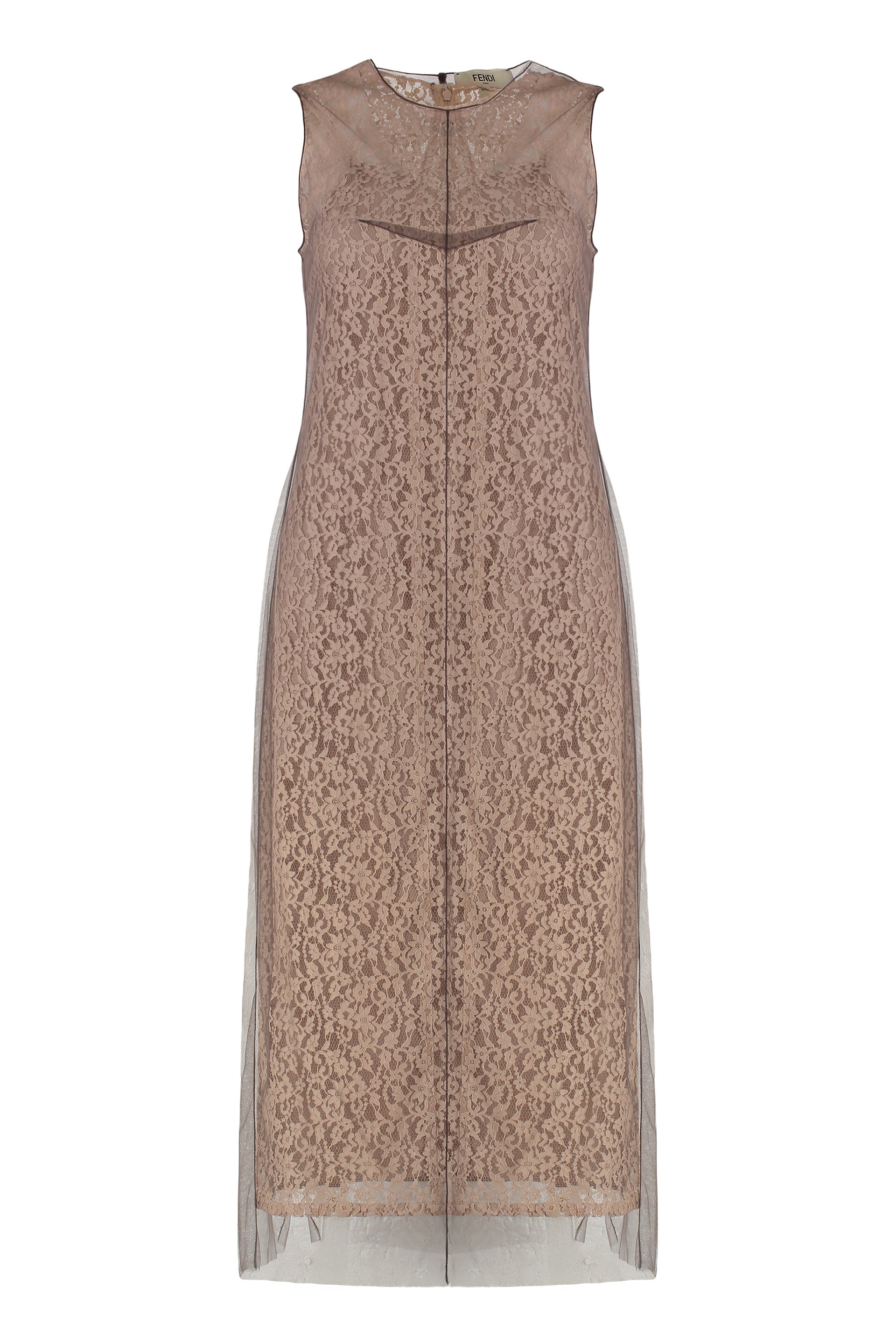 Lace Overlay Midi Dress — Pink