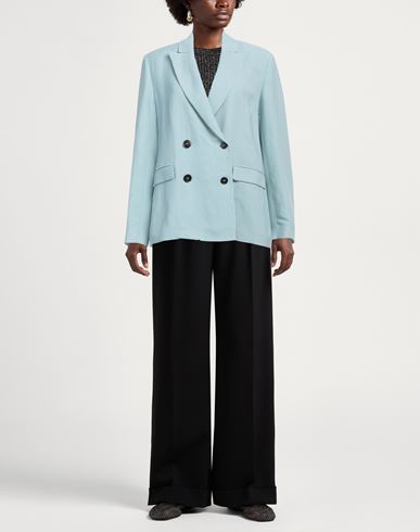 Woman Blazer Turquoise Size 6 Viscose, Linen