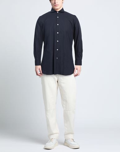 Man Shirt Navy Size M Viscose, Linen