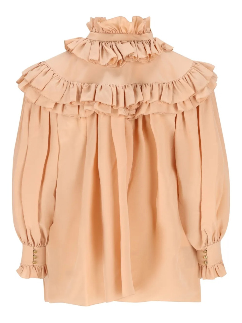 Oversized CrÊPe De Chine Ruffle Top