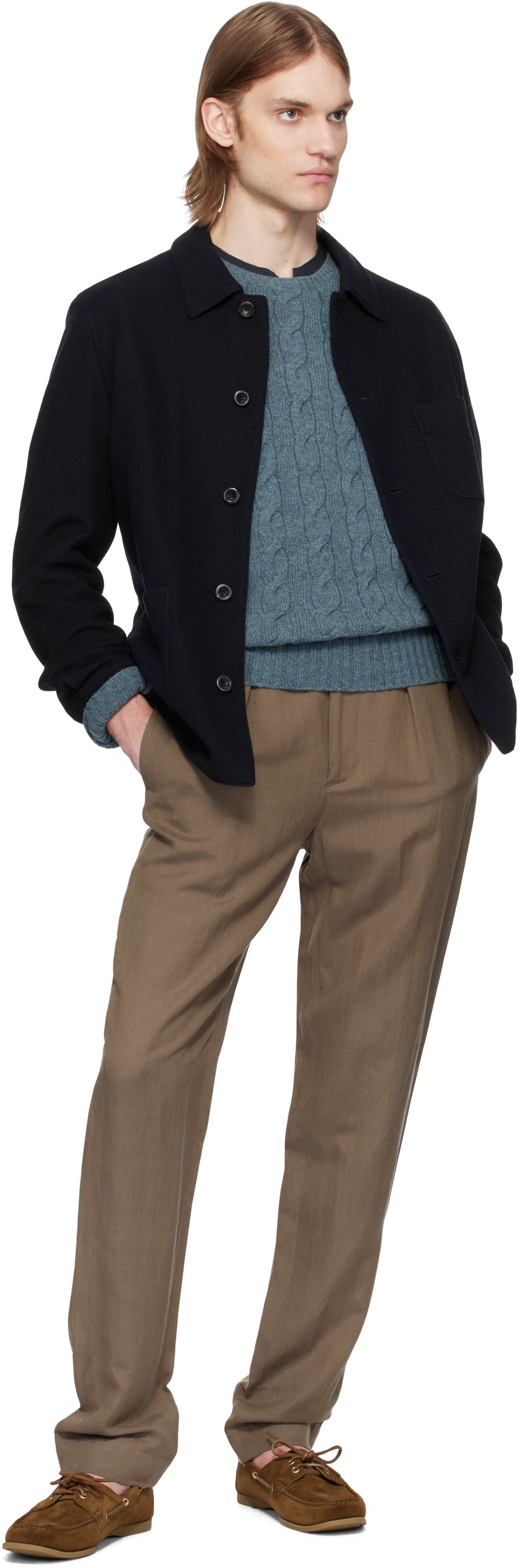 Ralph Lauren Purple Label Navy Hand-Tailored Wool-Blend Jacket