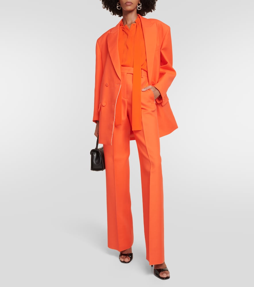 Scarf neckline silk shirt
