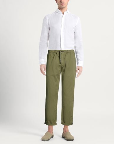 Man Pants Military green Size 36 Cotton, Linen, Elastane