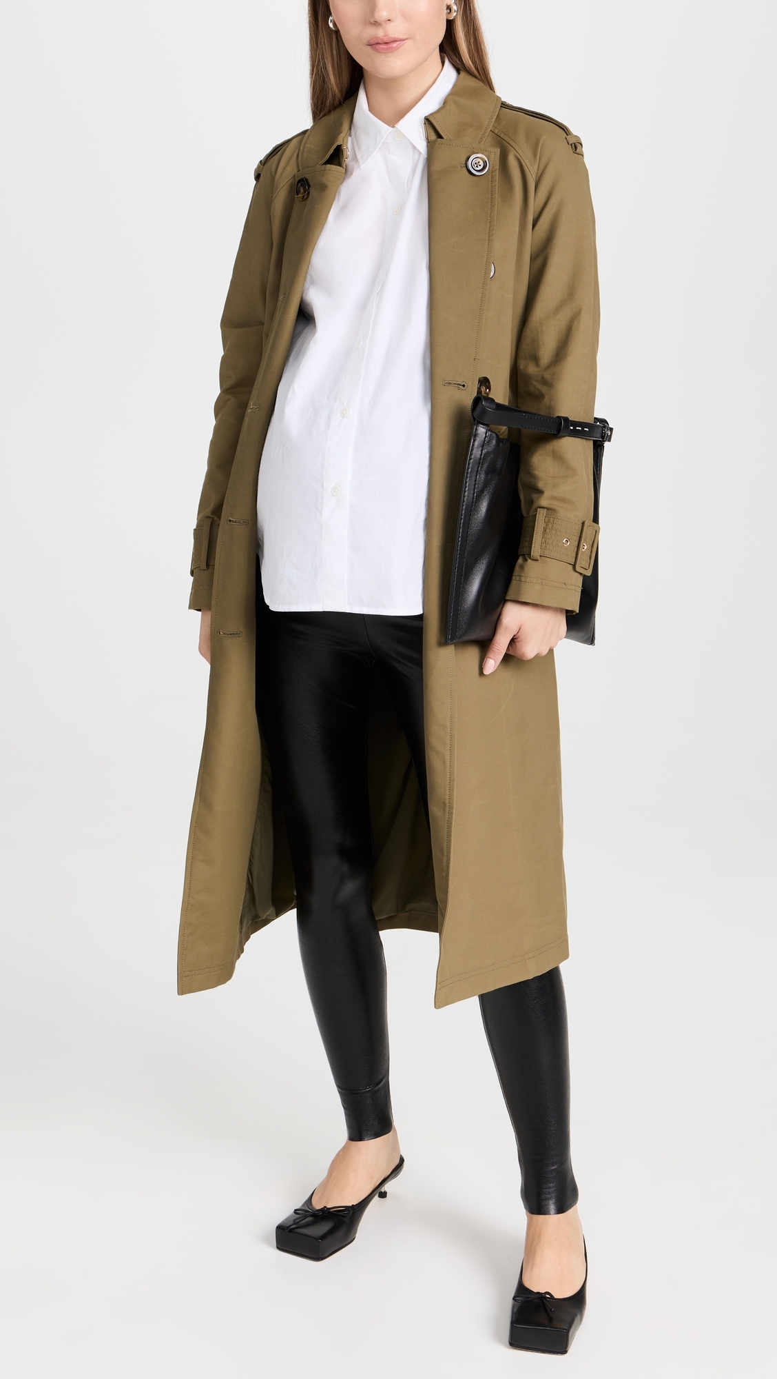 Faux Leather Maternity Leggings Black