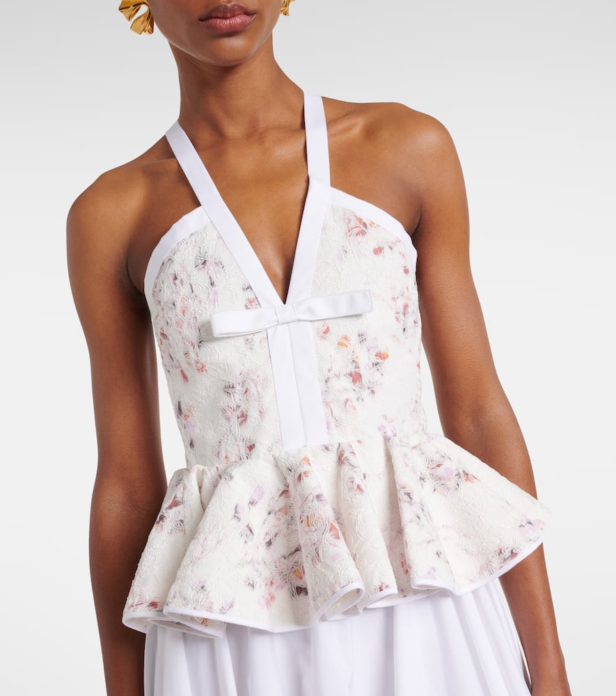Ruffled floral lace gown