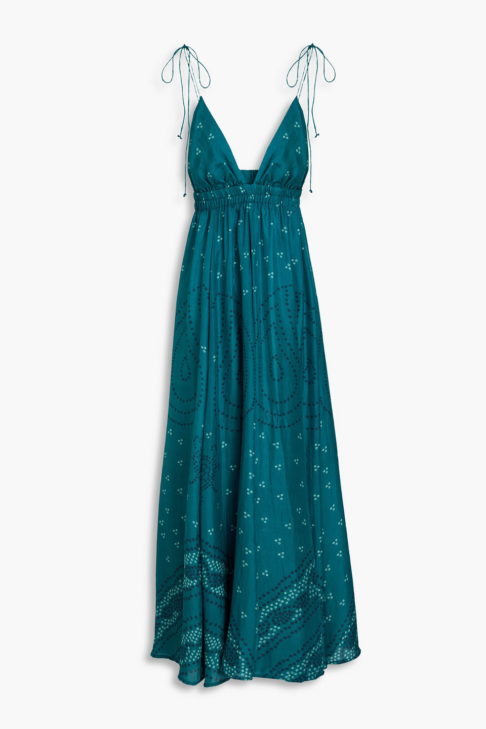 Valentine printed silk maxi dress - Blue - 1