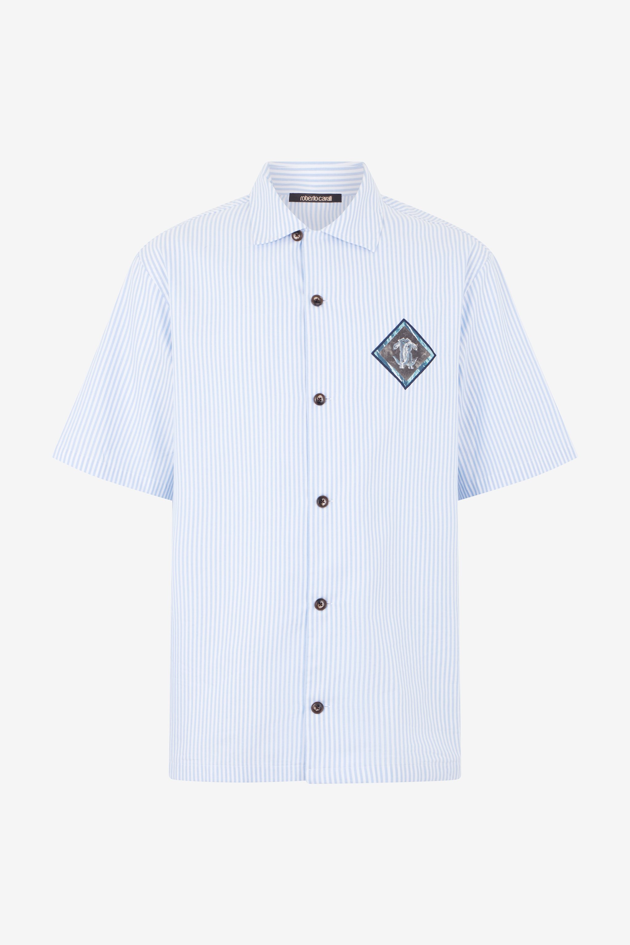 Striped Cotton Shirt With Monogram Rc Patch
