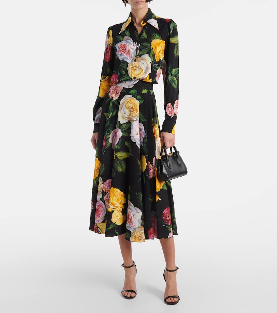 Floral silk-blend charmeuse shirt
