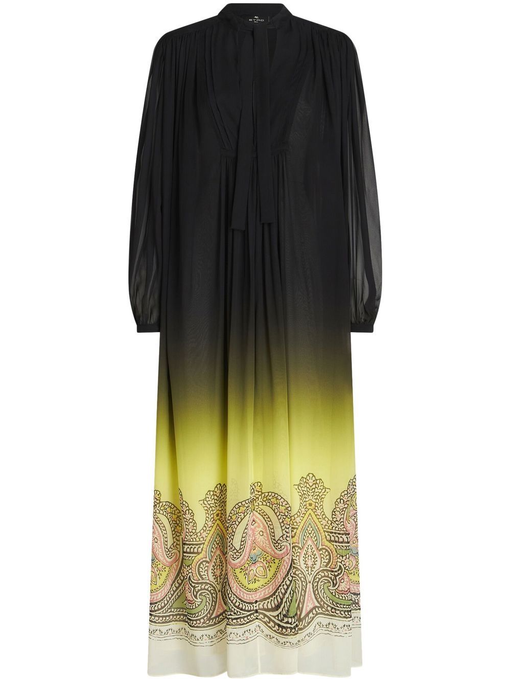 Gradient effect paisley-print silk dress - Black