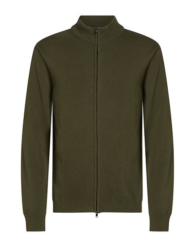Man Cardigan Military green Size L Wool, Cashmere