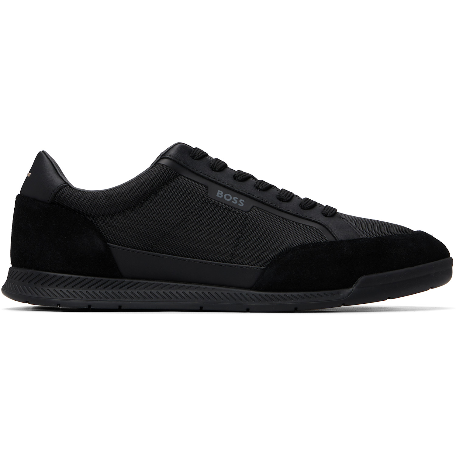 Black Suede-Trim Ribbed Sole Sneakers