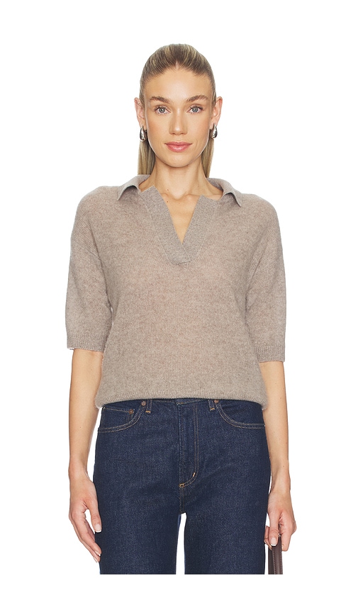 NAADAM Cloud Cashmere Short Sleeve Polo in Brown. - S also in XS