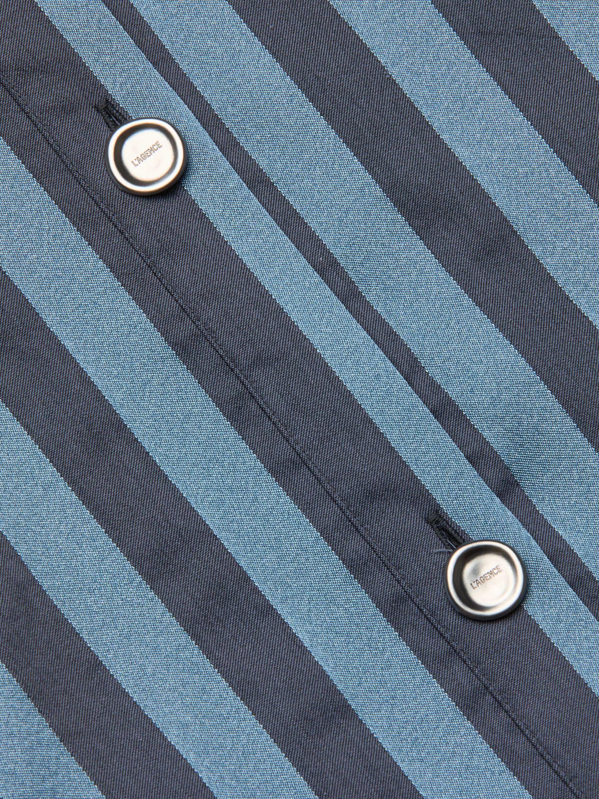 Cosette Satin Shirt In Blue Multi Stripe