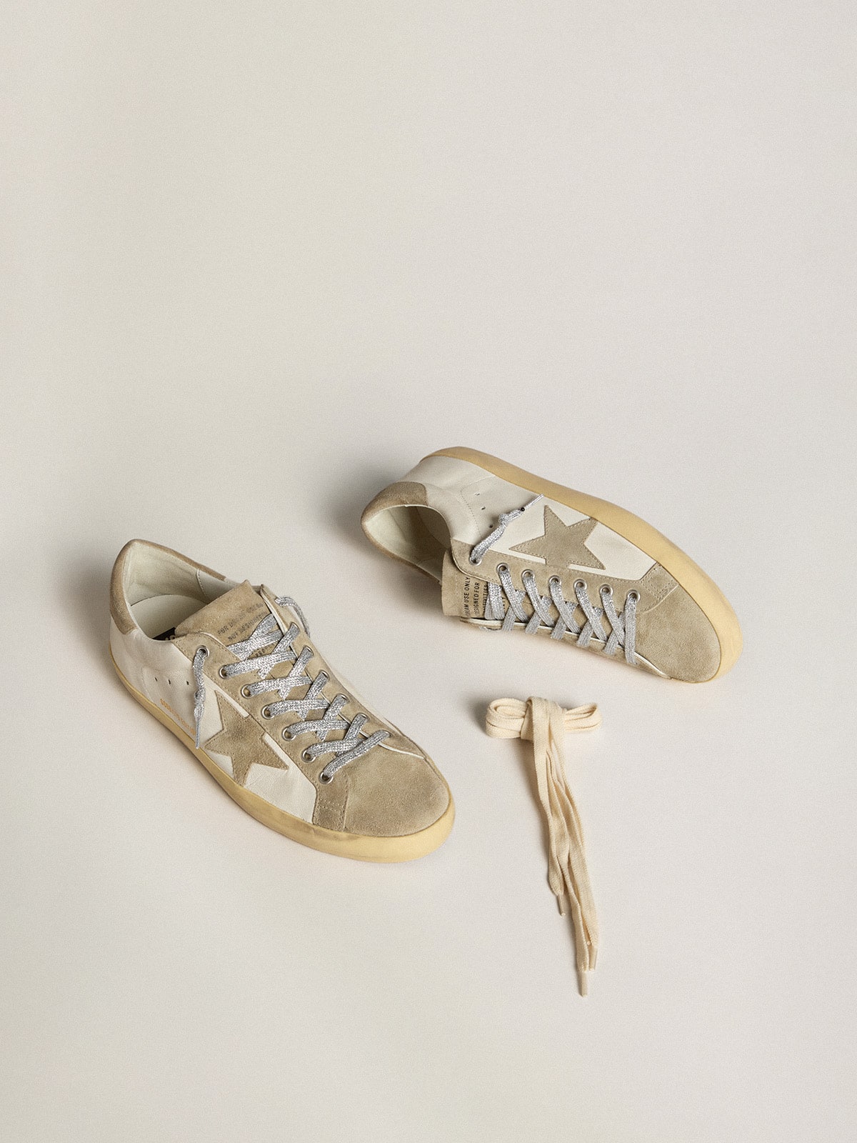 Golden Goose - Men’s Super-star In Nappa With Ice-gray Suede Star And Black Embroidery, Man