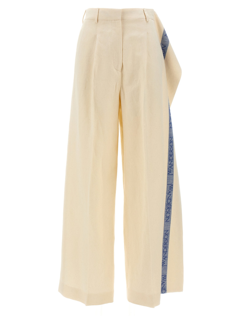 Logo-stripe palazzo pants - Neutrals