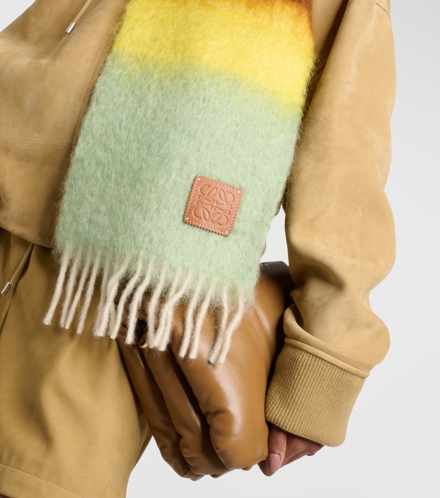 Striped mohair and wool scarf